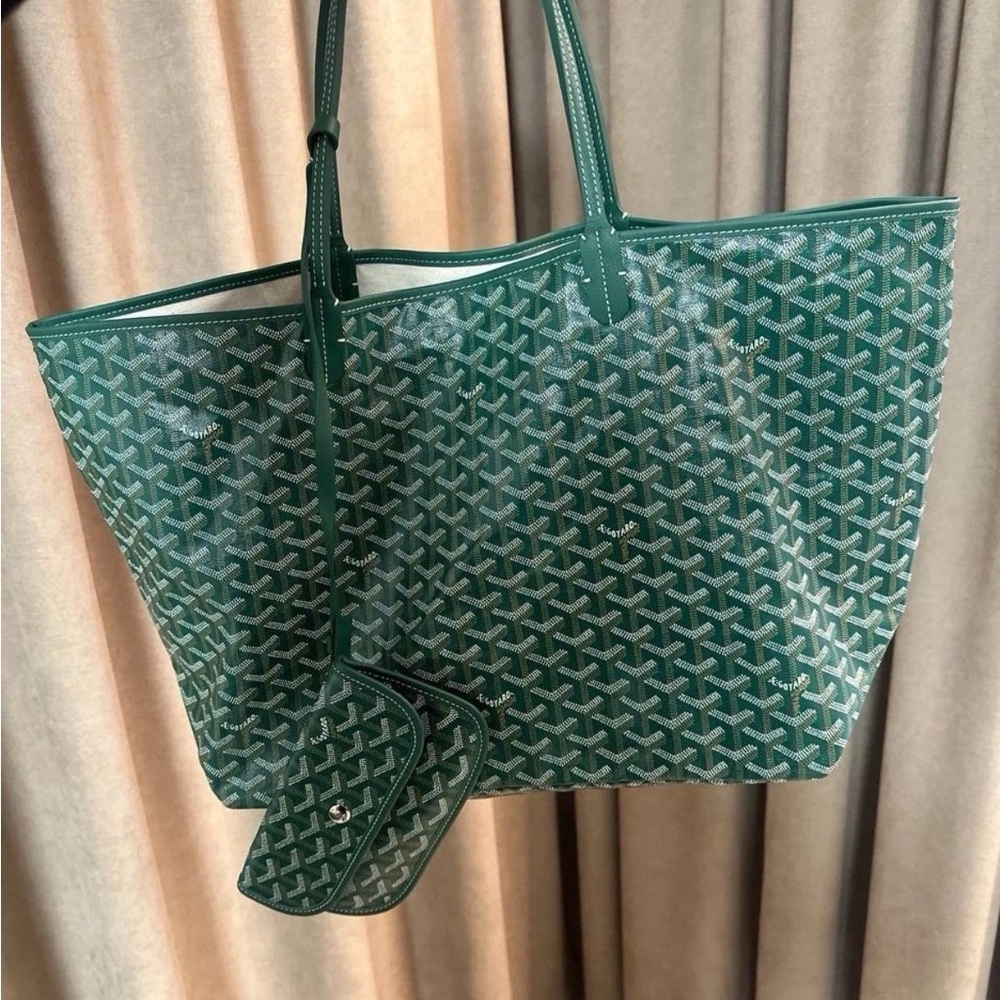 Authentic Goyard Goyardine Saint Louis GM Bag in Green - Goyard Tote Bag, Green